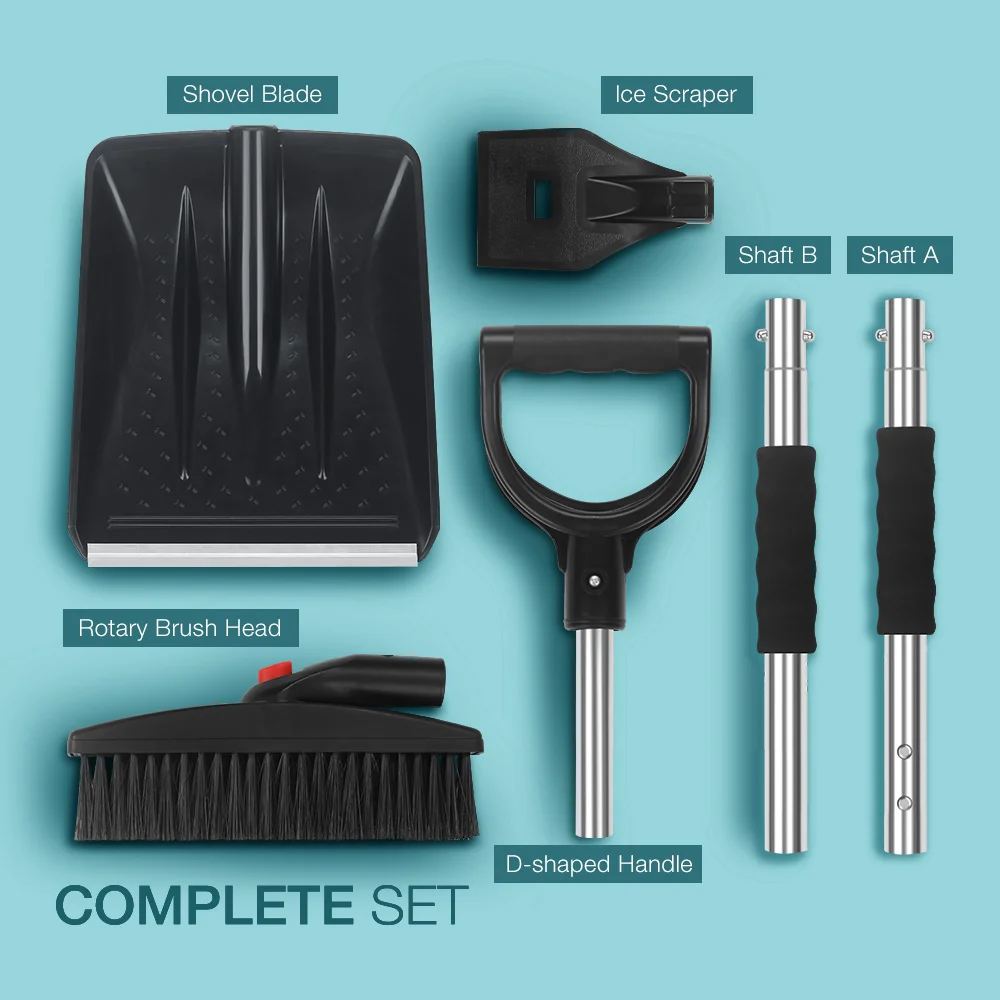 
Amazon hot sale foldable portable snow plow tool 3-in-1 kit with shovel scraper and brush car snow plow 