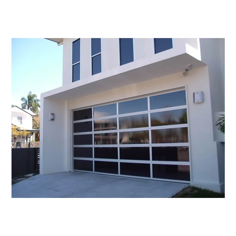 Hot Style Electric Aluminum Frame Black Glass Panel Sectional Garage Door Low Price Made in China