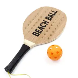 New Beach Paddle Game Set  wooden beach paddle +black  handle with 2 rackets 2 pickleballs and a mesh bag PG014