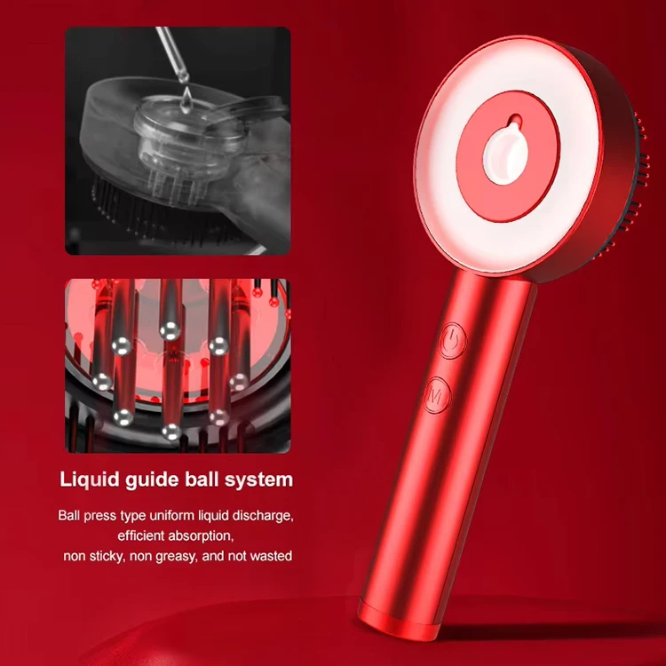 3 In 1 Multi Functional Red Blue Light Hair Comb Massager Kneading Oil Applicator Scalp Massager Brush For Hair Growth