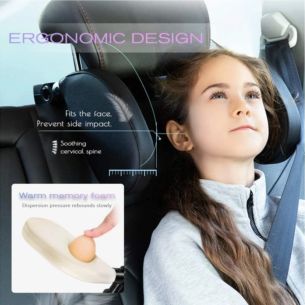 Adjustable Car Neck Headrest Pillow Car Seat Memory Pad Car Travel Sleeping Head Neck Body Support for Kid Adults