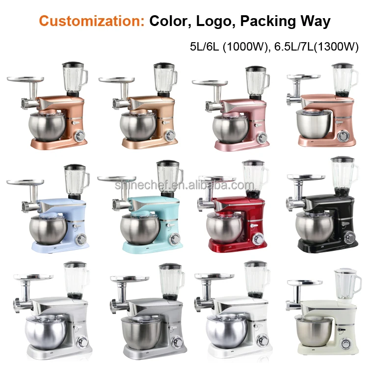 OEM 6.5L 7L  Multifunction Dough Electric Cake Mixer Household Kitchen Machines Stand Food Mixers With LCD Timer