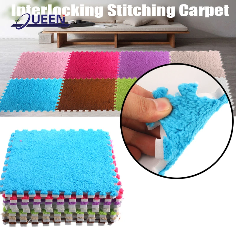 LINYIQUEEN Factory Direct Supply carpet floor puzzle waterproof shaggy fluffy soft carpet plush foam puzzle rug carpet mat