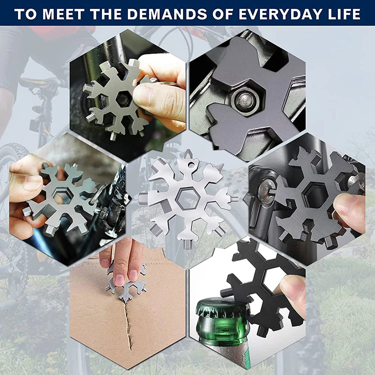 Christmas gift 18 in 1 multi purpose tool outdoor carry screwdriver wrench snowflake tool 18in1 snowflake multitool