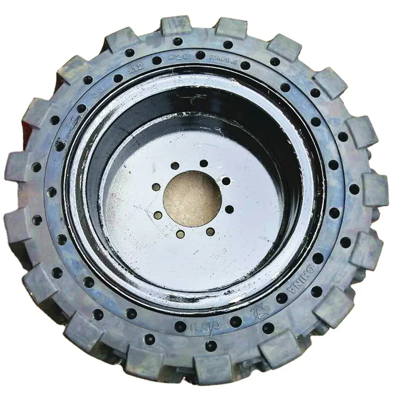 QIYU brand 33X12X20 12-16.5 Skid steer loader solid tyres with rim for bobcat wheel loader