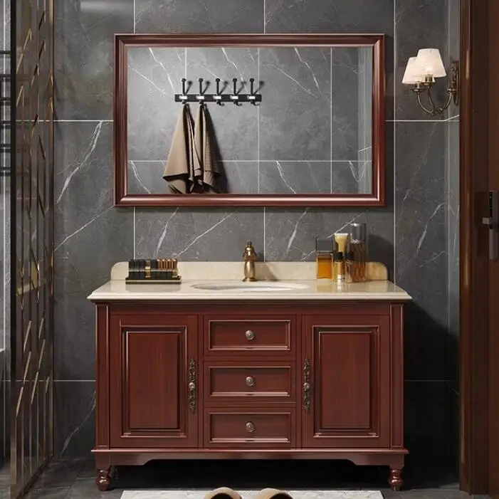 Freestanding 72 Inch Bathroom Vanity Cabinet Floor Mounted Solid Oak Wood Bathroom Vanity With Mirror