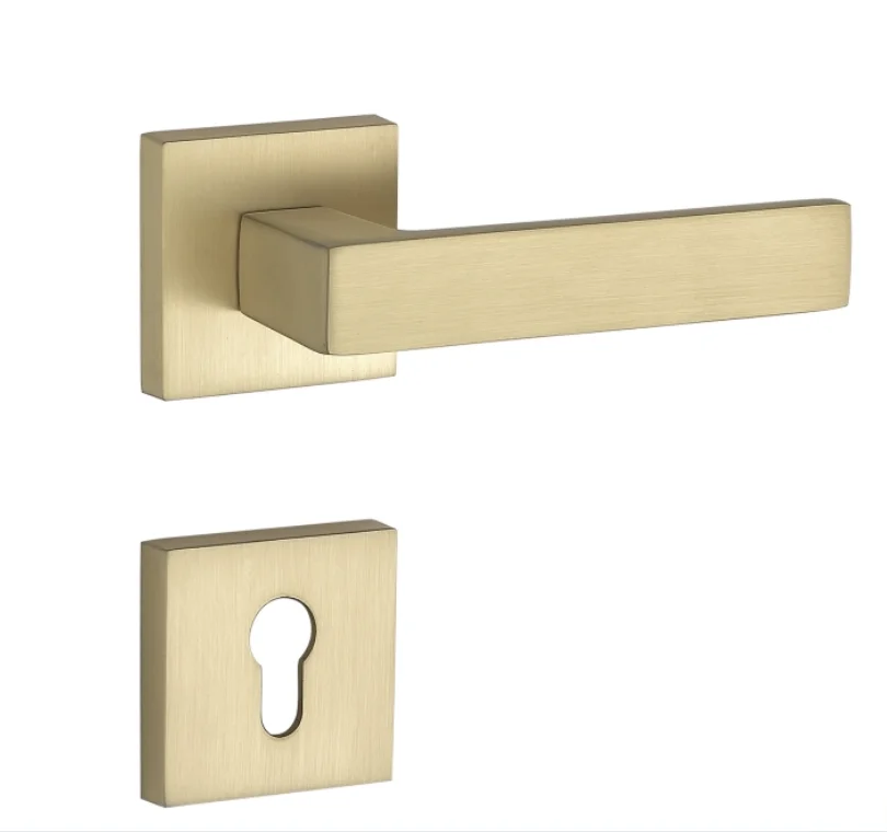 2024 hot Square door knob Gold Brass Black White Grey mortise interior Factory Customized Zinc Lever handle Door Lock Handle set