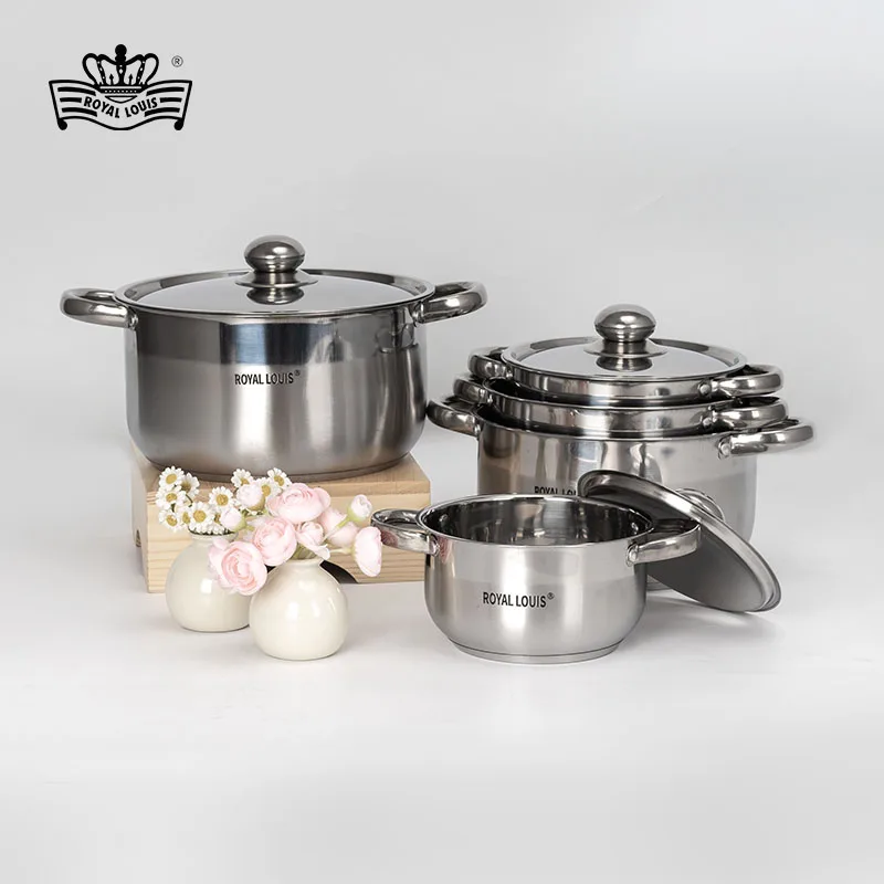 Customizable 10PCS 410 stainless steel kitchenware sets cookware with blue color box household hot selling sets cooking tools