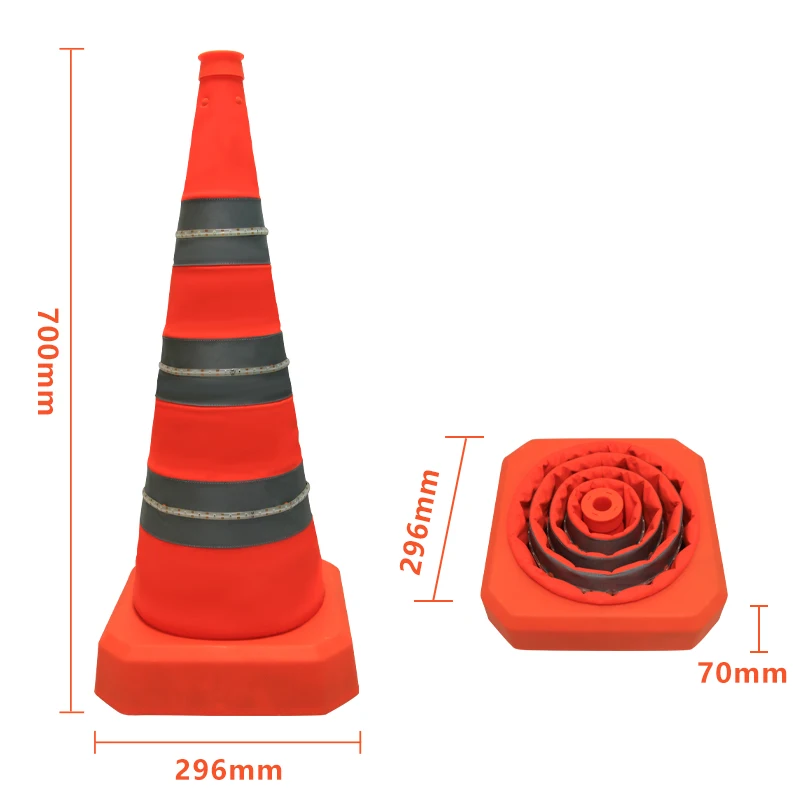 Custom hi vis remote control fold transit road cones LED flashing collapsible traffic safety cone