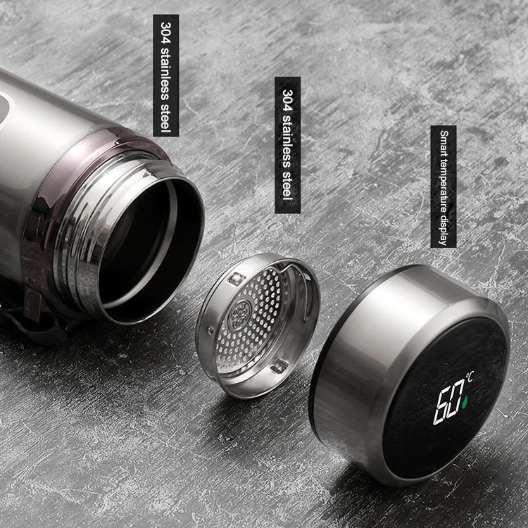 500/800/1000 ml Stainless Steel Smart Thermal LED Temperature Display Thermos Vacuum Flask Insulated Water Bottle with Filter
