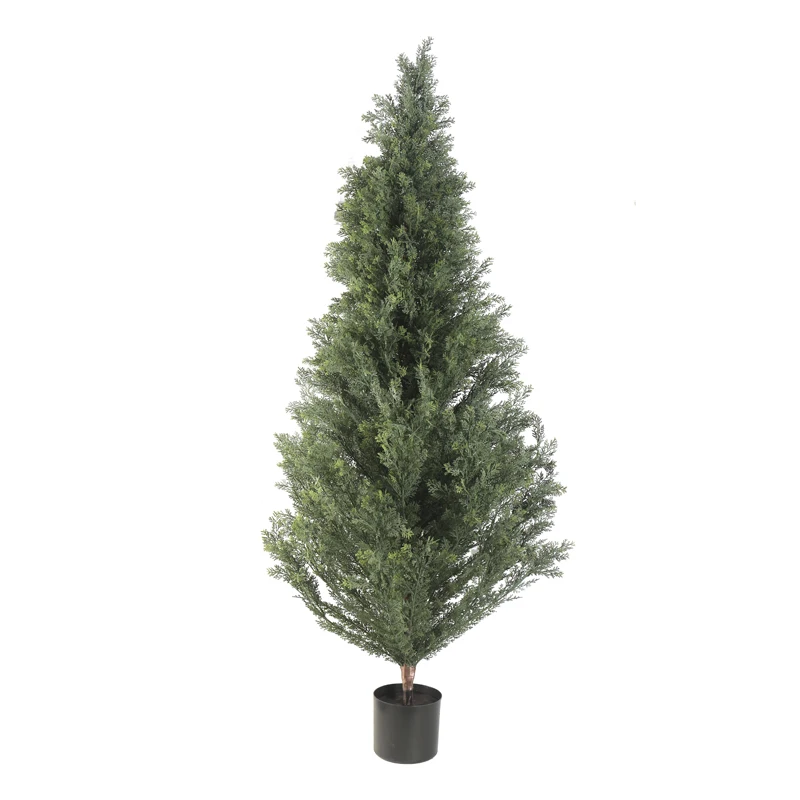 5ft Topiary Trees Artificial Plants Green Oval Cedar  cypress Tree Potted Faux Bonsai for Indoor or Outdoor