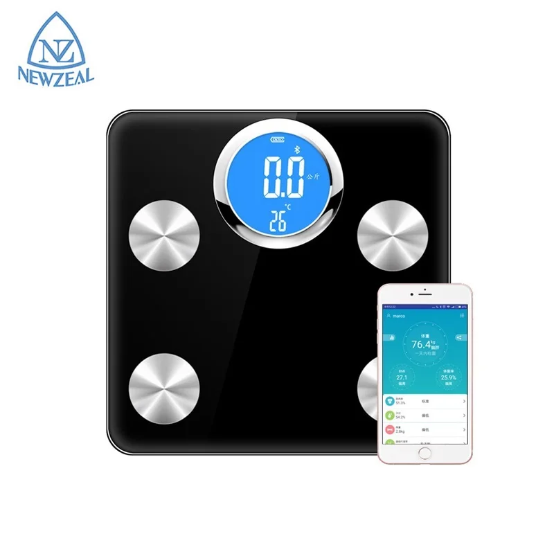 Low MOQ Smart Bath Body Fat Scale Bathroom Full LCD Blue Tooth Weighing Scale