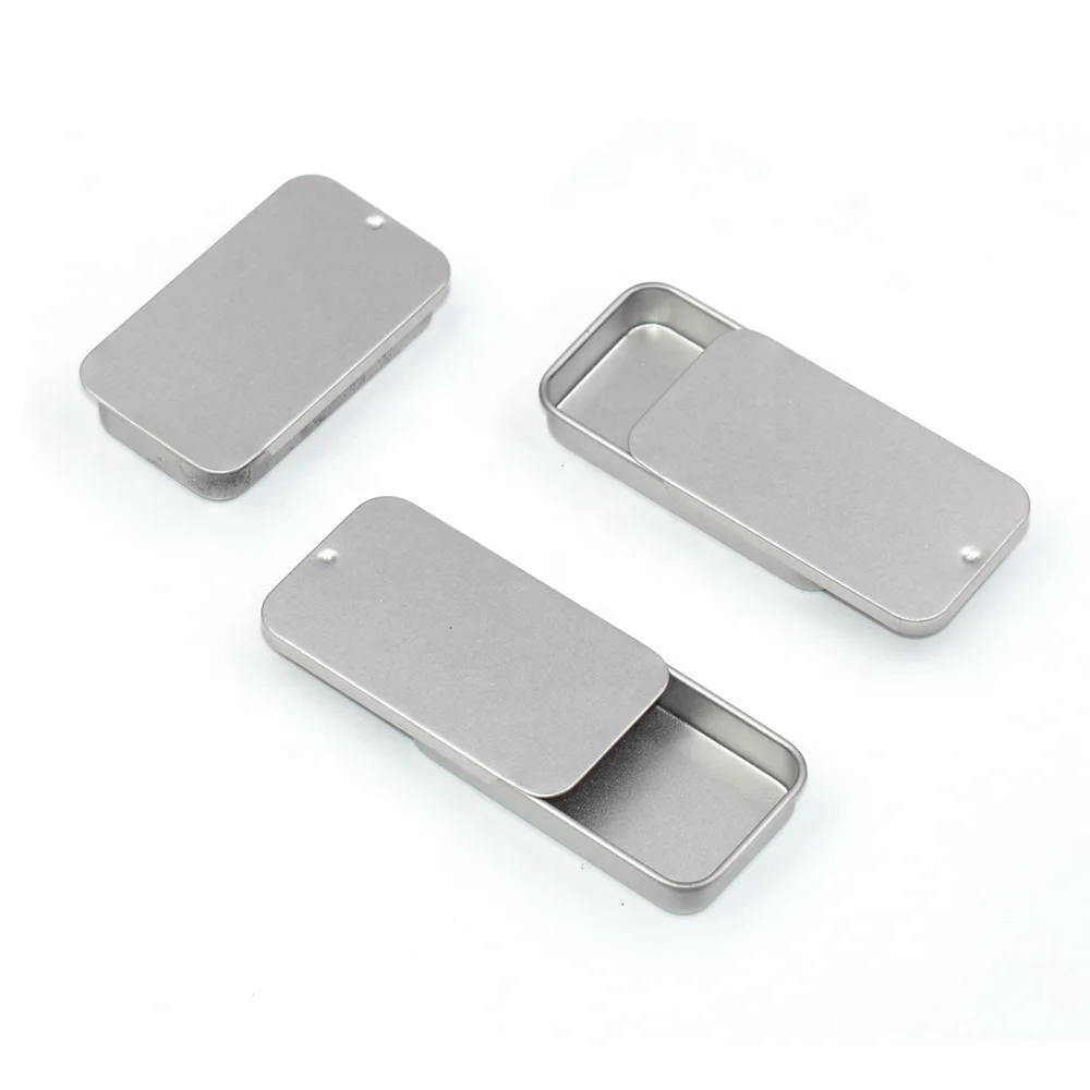 Black White Silver Rectangle Mini Sliding Boxes Mints Cream Rings Brooches Necklaces Balms Packaging Tin Boxes