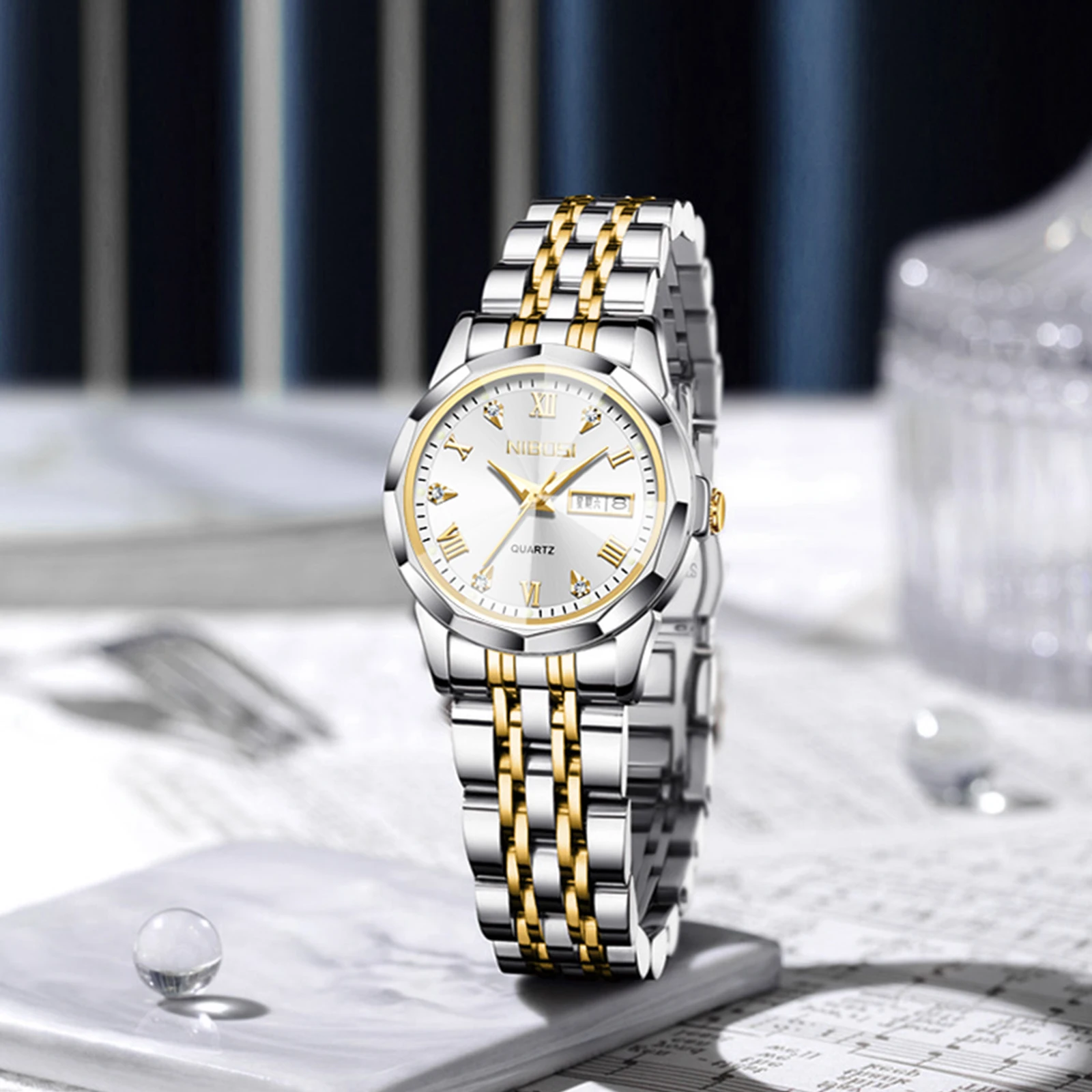NIBOSI 2618 модные женские часы Relogio Feminino роскошные из розового золота Женские кварцевые наручные