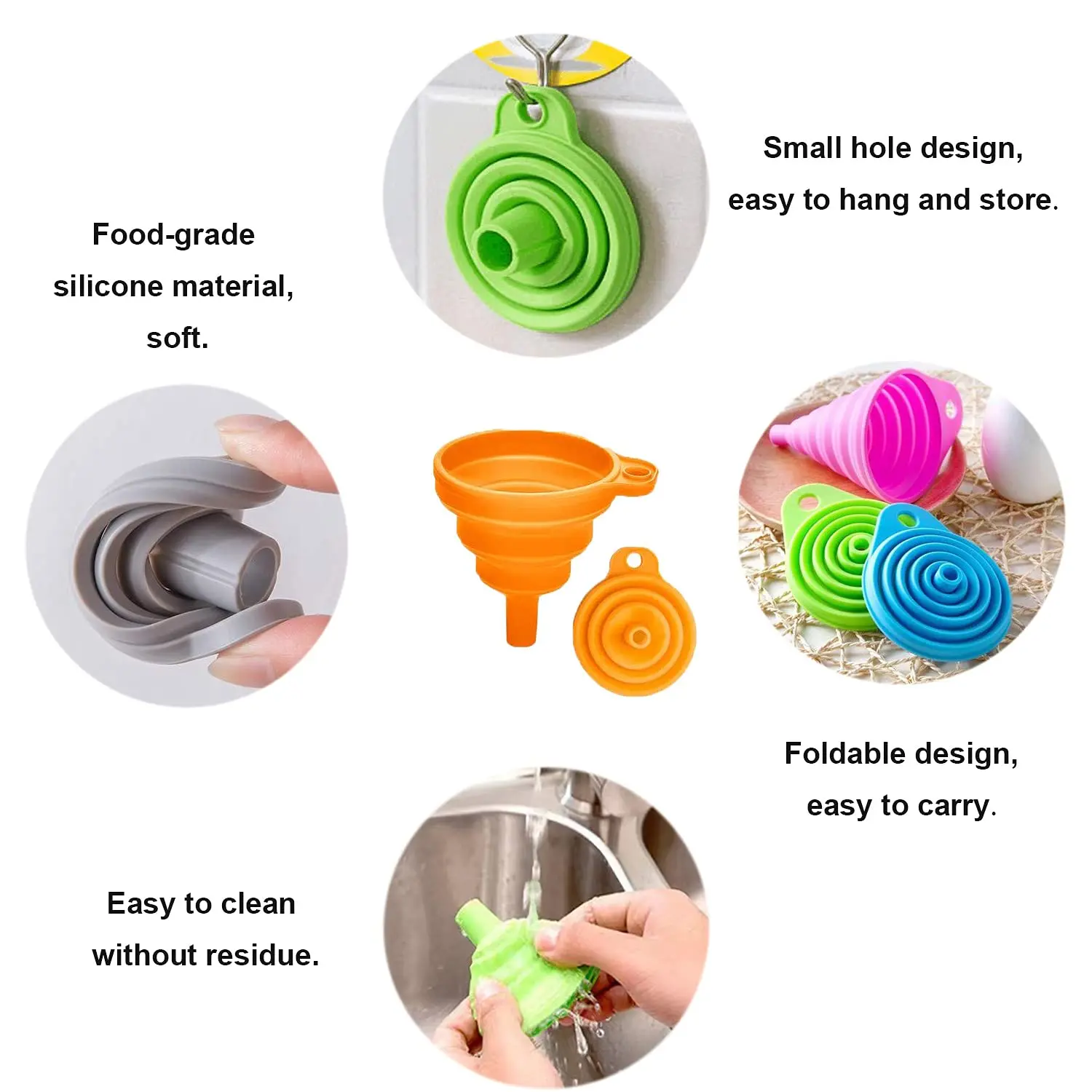 Silicone Folding Funnel Collapsible Silicone Funnel Kitchen