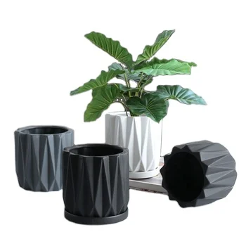 Nordic geometric  Explosion Style Creative Striped Flower Pot Modern Simple Ceramic Flower Pots with drainage