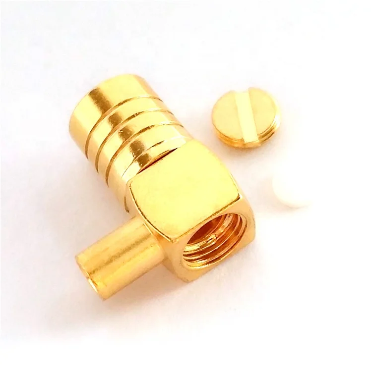 RF coaxial connector SMB female 90 degree soldering 50 ohm mating RG405 SFX-086 cable SMB-B-KW2 copper SMB-KWB2