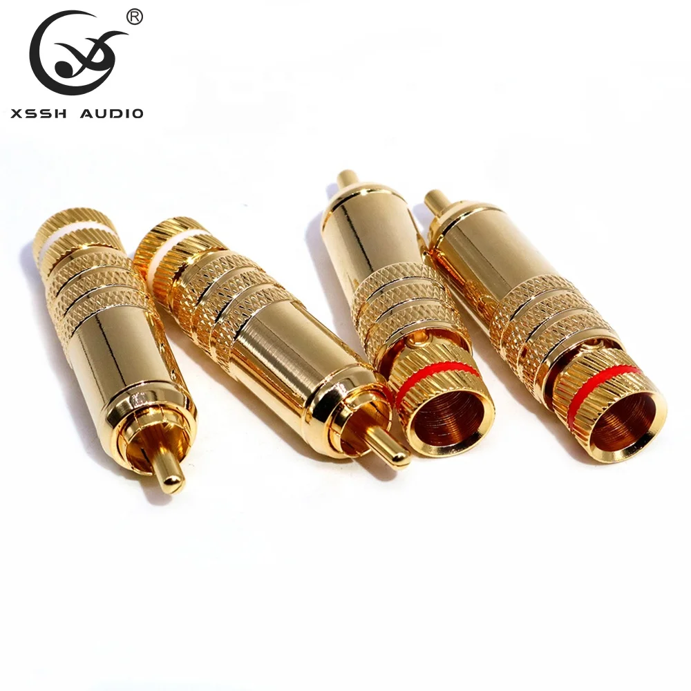 RCA Connector Jack Adapter YIVO XSSH Audio HIFI OEM ODM DIY 9MM Signal Cable High Quality Gold Plated Audio Video Male RCA Plug