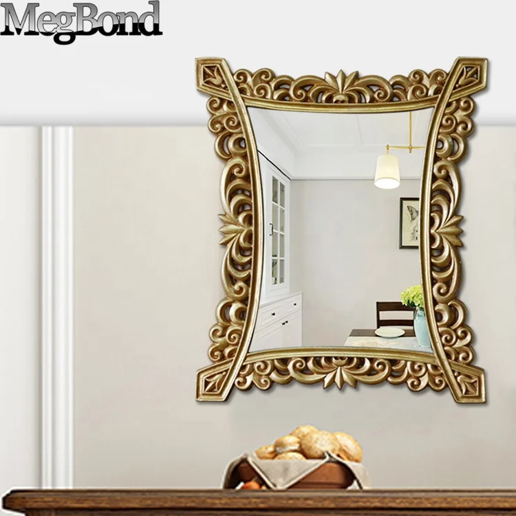 Resin vintage gold framed mirror in the bath