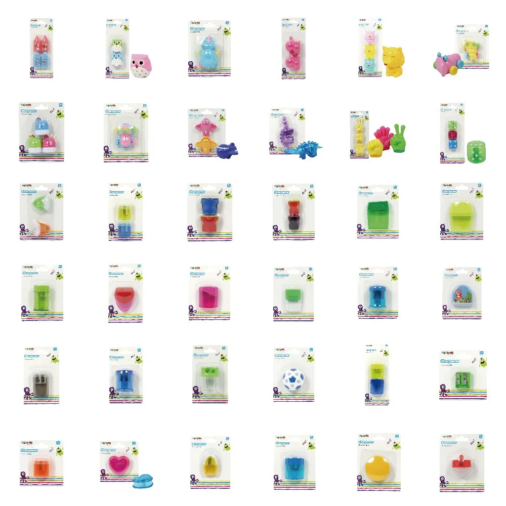 Promotion stationery custom student school office small pink cartoon plastic manual pencil sharpener