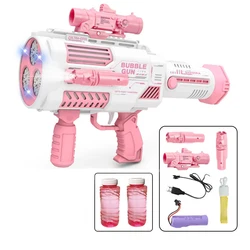With light Rocket bubble gun machine toy outdoor summer Built in bubble liquid multi-color electric rocket bubble gun