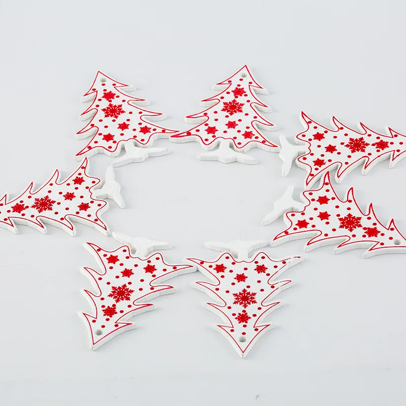 2022 wholesale wooden christmas ornaments Wood Pendant DIY Christmas Tree Hanging Decorations