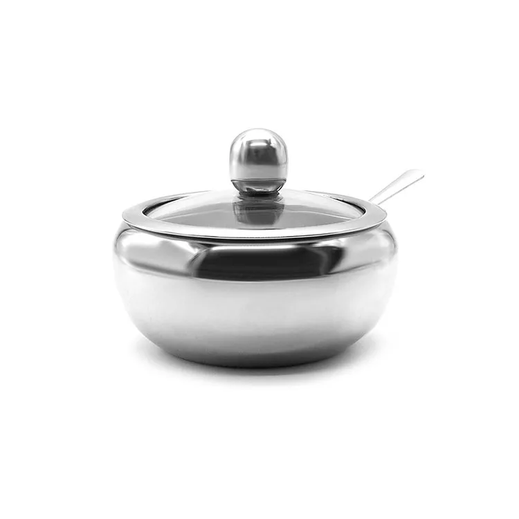 304 Stainless Steel Kitchen Seasoning Container Sugar Spice Bowl With Lid