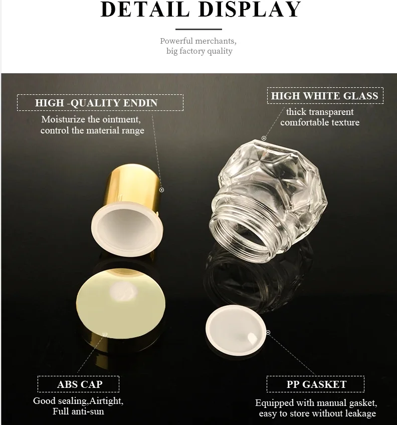 Factory Oem Luxury Cosmetic Glass Jars Suppliers With Box Clear  Cosmetic Lotion Containers Empty Cream Glass Jars
