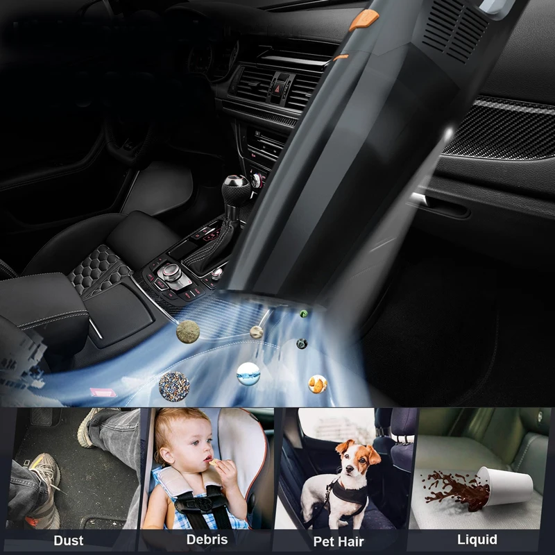 CARSUN Portable Cordless Handheld Aspiradora 7000PA Strong Suction 120W High Power Wet & Dry Use Vacuum Cleaner for Car