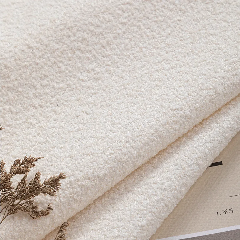 Light boucle fabric 2023 new arrived thin woven boucle upholstery fabric not stretch teddy boucle fabric
