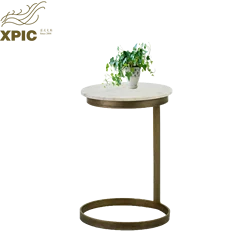 Modern Furnitures Black Iron Frame Sandstone Table Top Side Table