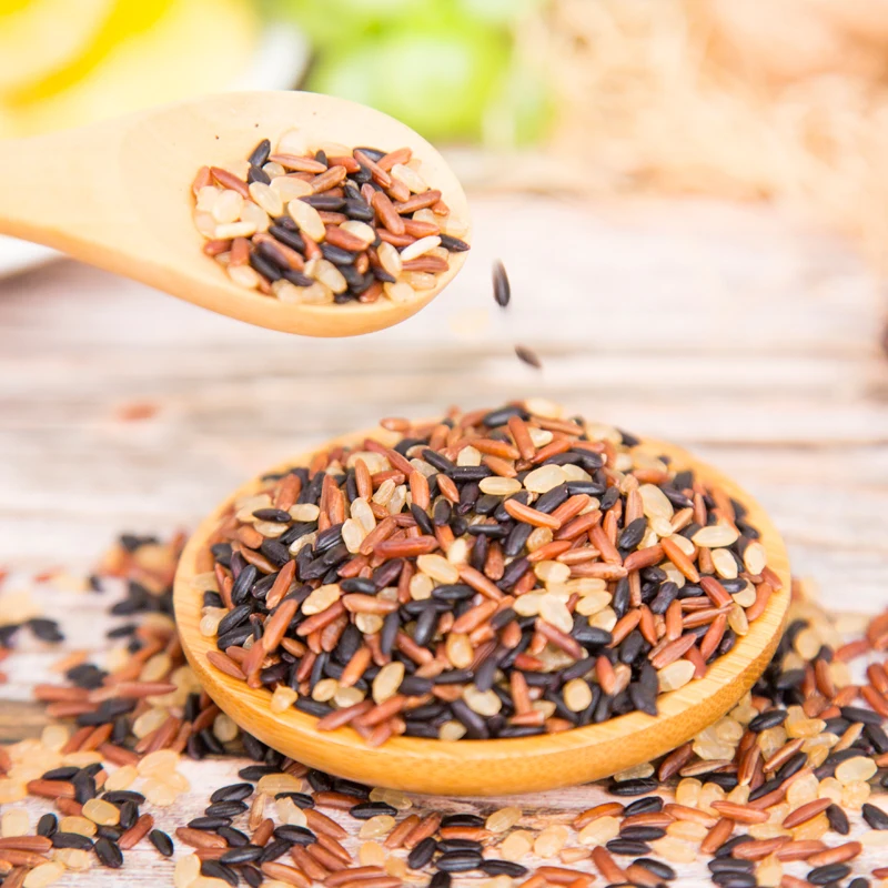 hot sale high quality best price black rice red color brown color tricolor rice steamed