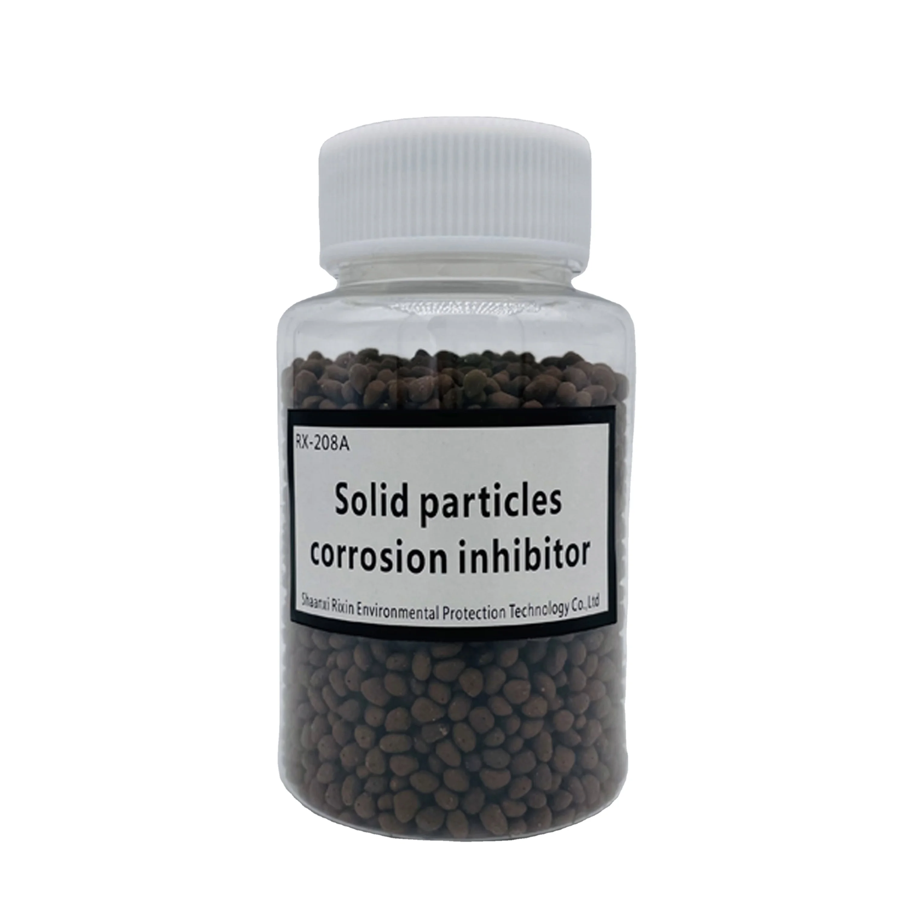Petroleum solid corrosion inhibitor granules/antirusting agent are used for downhole pipe fittings/tubing corrosion protection
