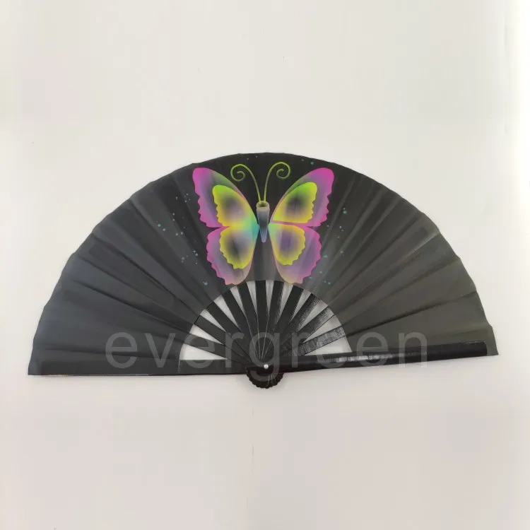 Bamboo circuit party uv large  glow decorative hand  fan