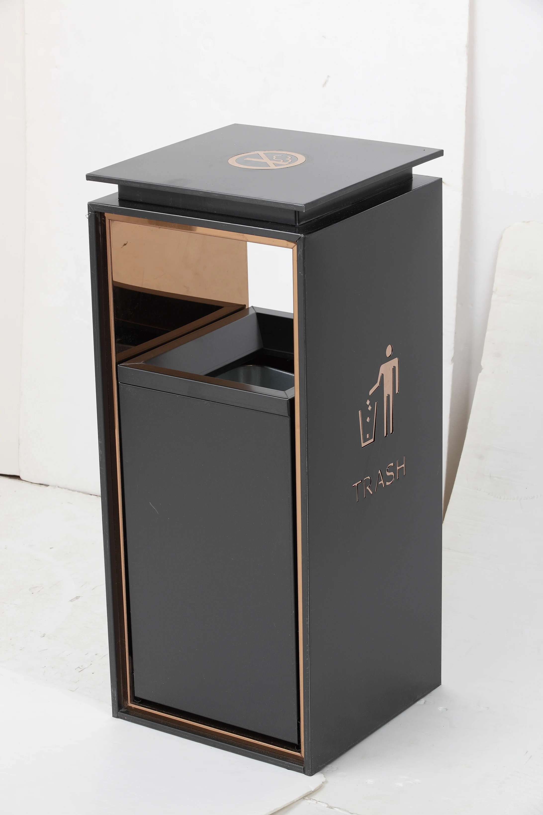 wholesale top quality hotel trash bin lobby shopping mall elevator entrance luxury marble stainless steel trash can