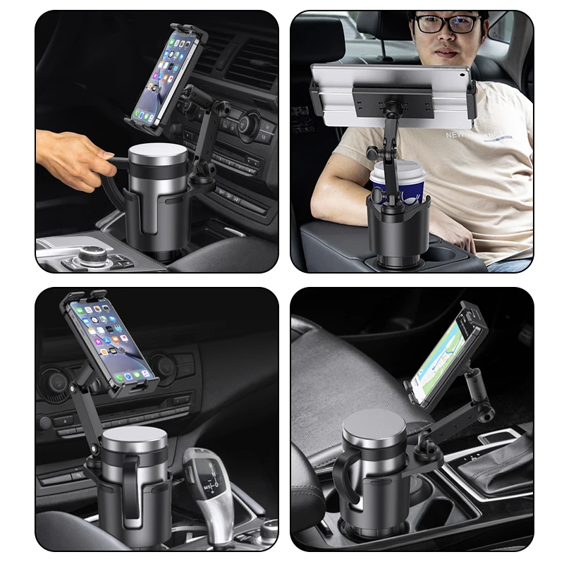 large  2 in 1 car cup holder phone tablet PC mount extendable base Car Cup Holder mobile car holder