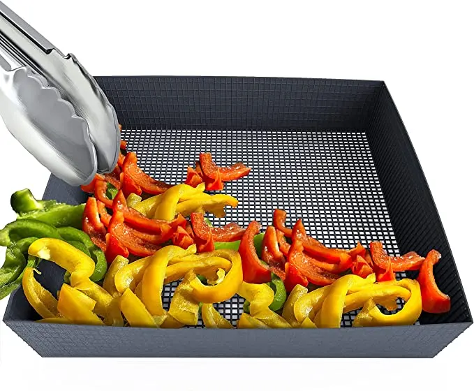 High-temperature  Grilling Mats for Barbecue,Crispy Basket, Meat Vegetable Grill Mesh BBQ Grill Mesh Tray for Grilling&Baking,