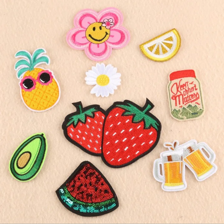 Clothing Patch Latest Computer Embroidery Designs Wholesale Cheap Custom DIY Embroidery Patch with  fruit