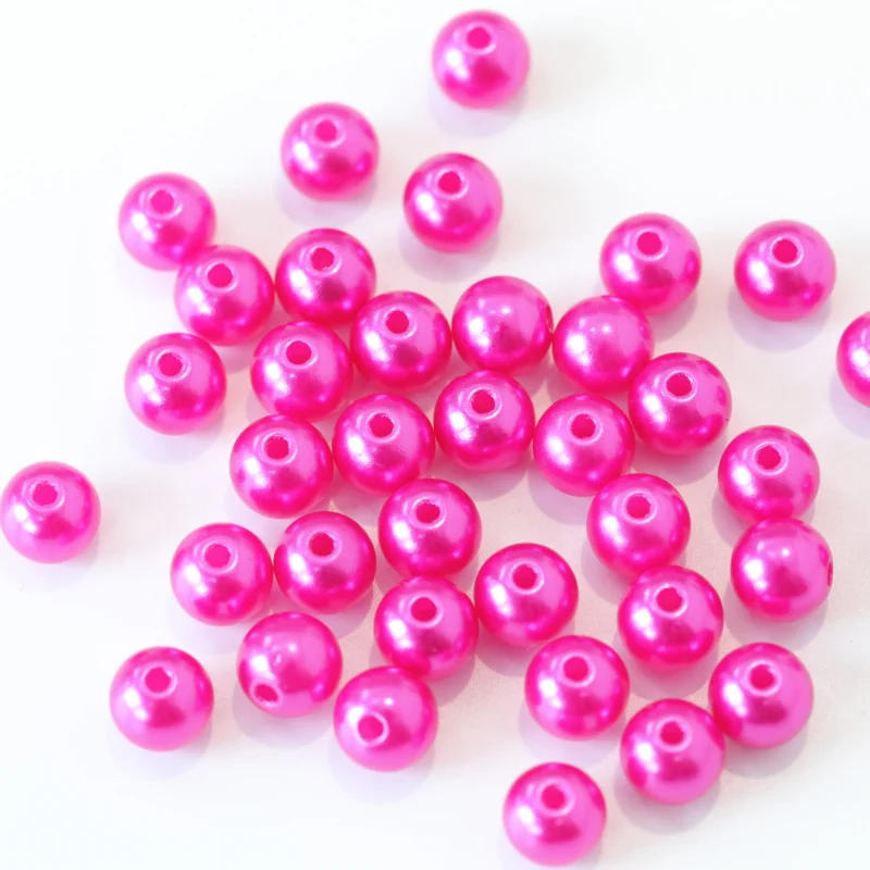 
Best Selling Sapphire ABS Plastic Loose Round Sewing Pearls Large Hole Pearl 