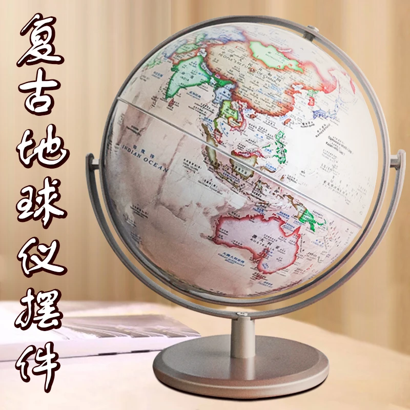 Vintage Wooden Stand Design Globe Polished Antique Globe World Map for Office Decorate