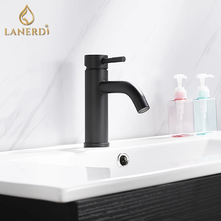 upc cheap black 1 hole 304 villas stainless steel restroom bathroom basin faucet mixer tap taps grifo de lavabo