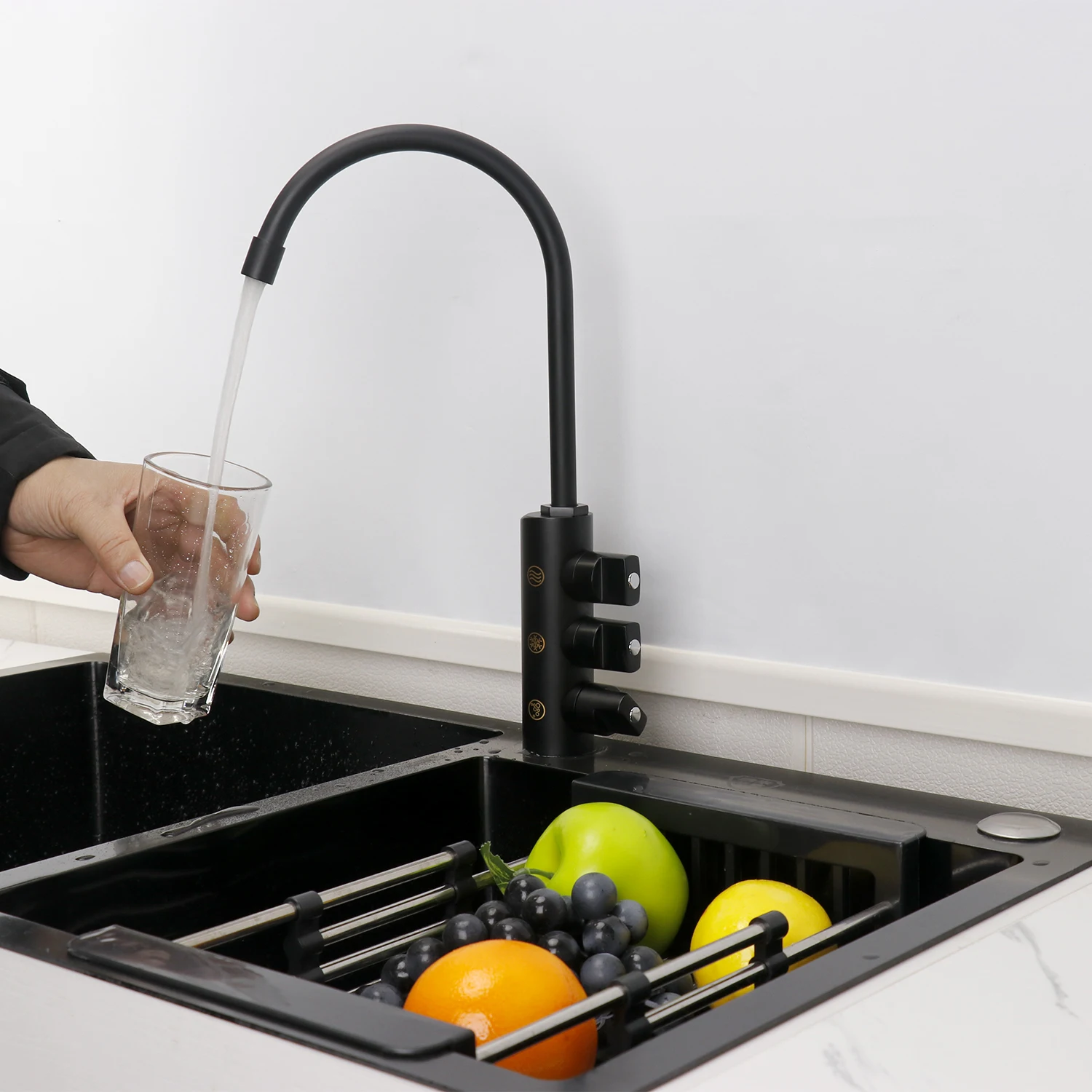 3 Way Soda Water Filter Tap Alkaline Water Still Chiller 3-in-1 Kitchen Sink Mixer Tap