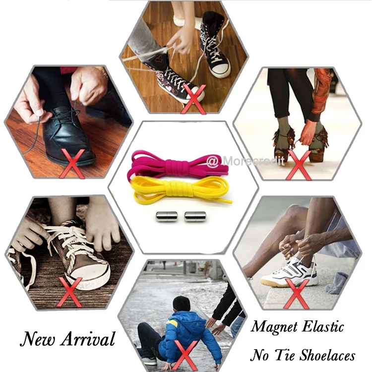 Custom Premium 5mm Oval Bright Yellow No Tie Shoe Laces , 21 Colors Metal Screw Lock Elastic Shoelaces for Adults, Kids, Elderly