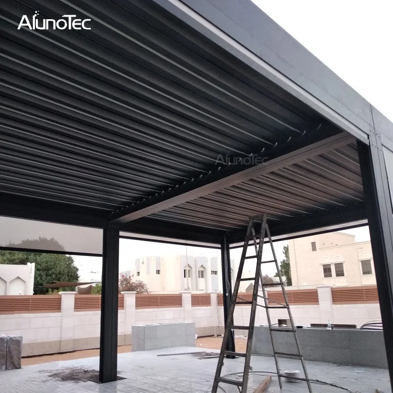 Modern Design Patio Roof Motorized Aluminum Garden  Pergola For Swimming Pool