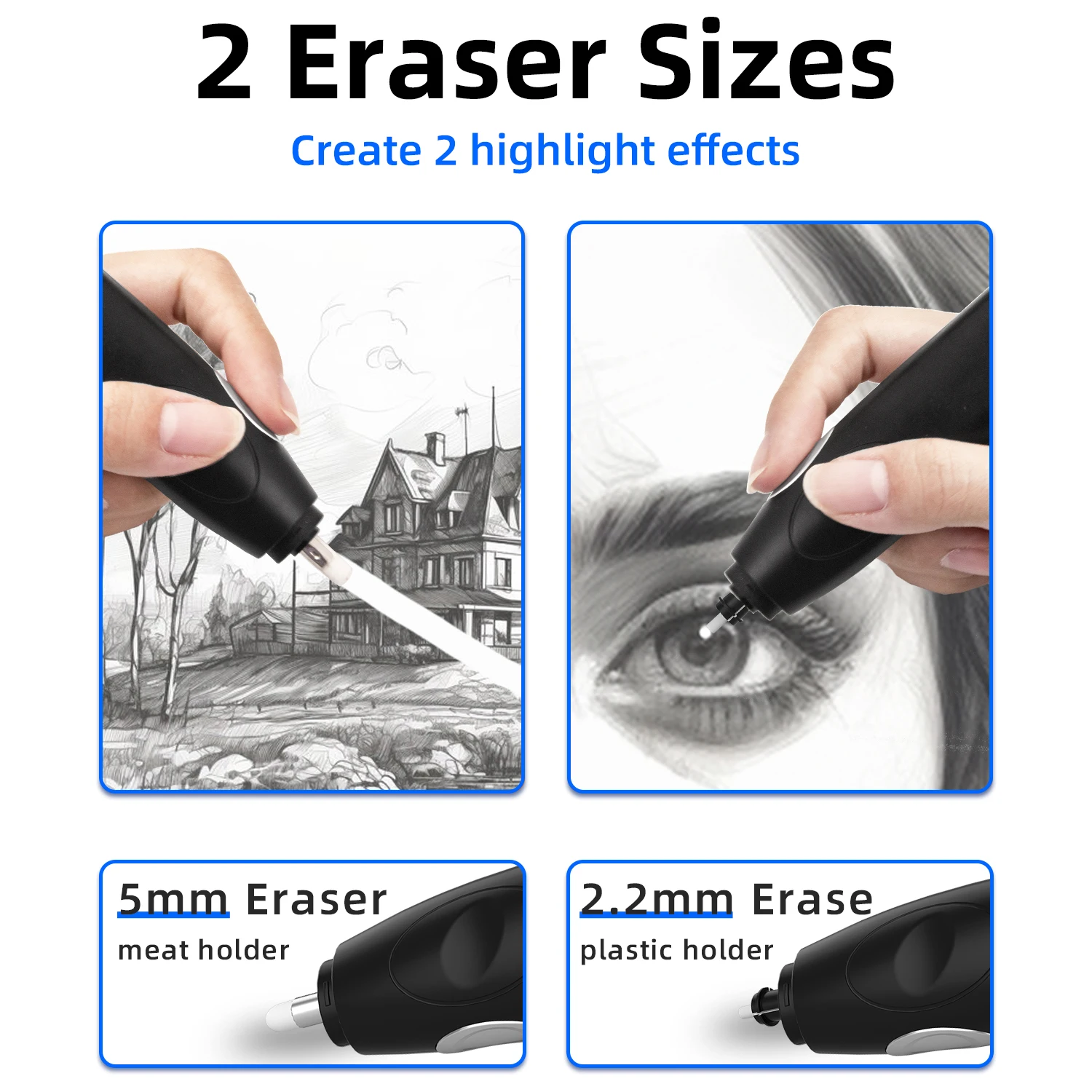 Zongmao Custom Logo Electric Eraser School Supplies Promotional Gift Kids Stationery Recharge Electric Eraser With Rubber Eraser