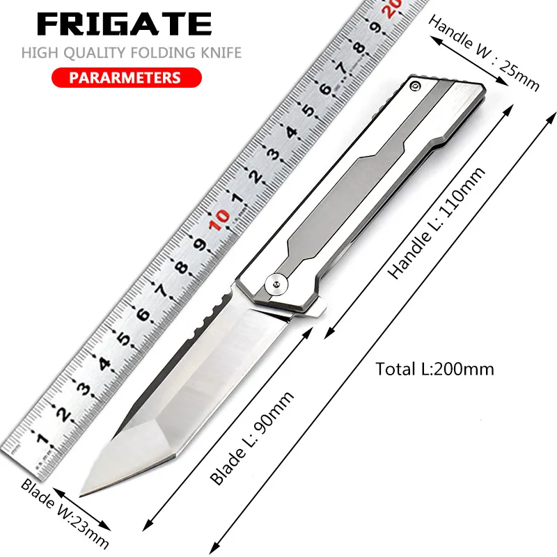 Tactical Folding Pocket GR5 titanium  Knife for men 14C28N Stainless Steel Blade Frame Lock EDC Camping Knives Belt Clip Carry