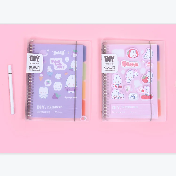 Fashion Stationery PP Cover Horizontal Line Green Plant B5 Lemon Duck  Spiral Notebook