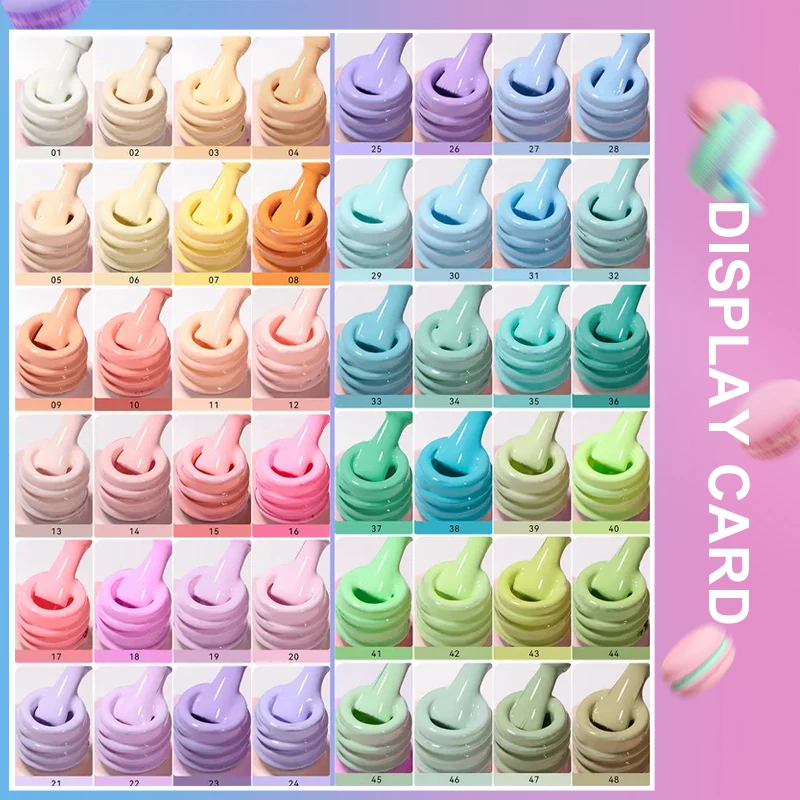 Factory customized plain macaron light nail polish Non toxic Top and Base Coat extended nail polish Paint Uv resin polish