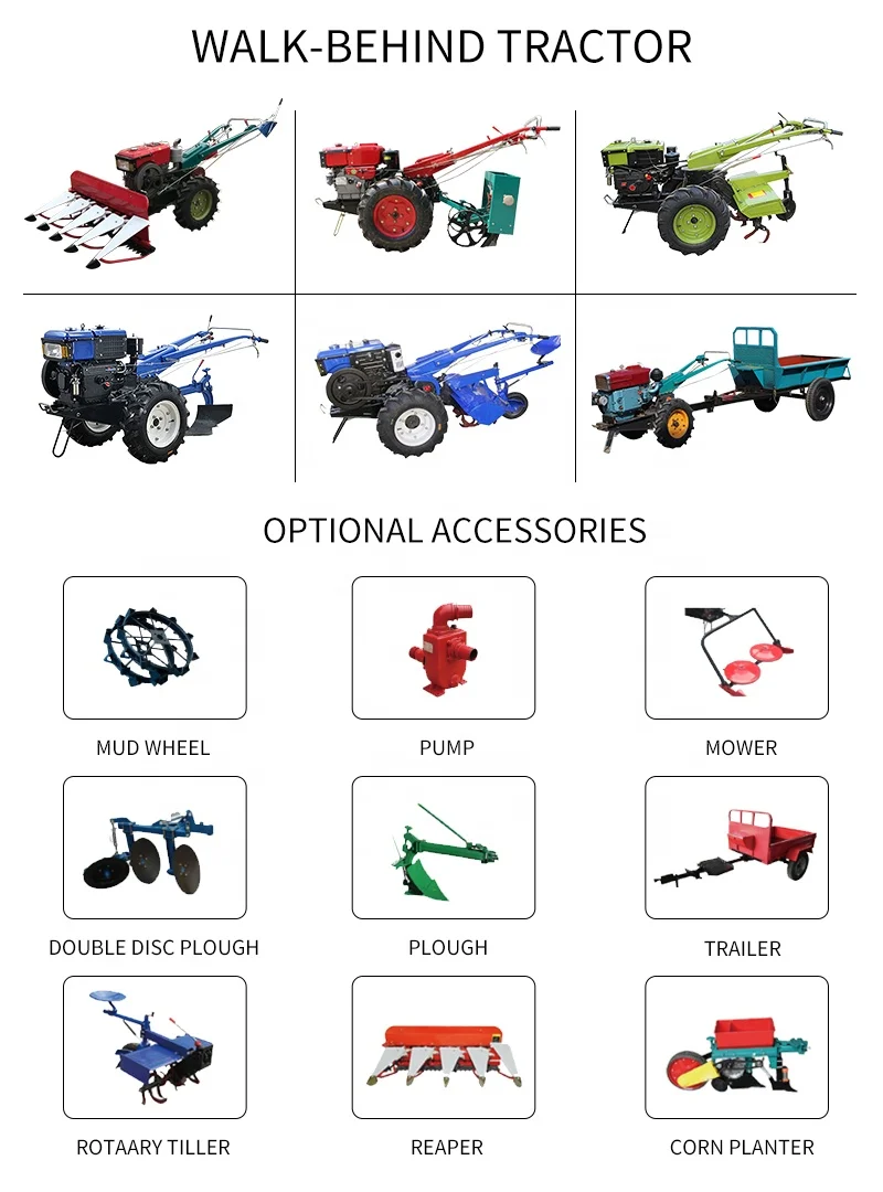  Мини ходьба tractor12-22hp с высоким качеством и конкурентоспособной идущий сзади тракторы-натриевый вкладыш