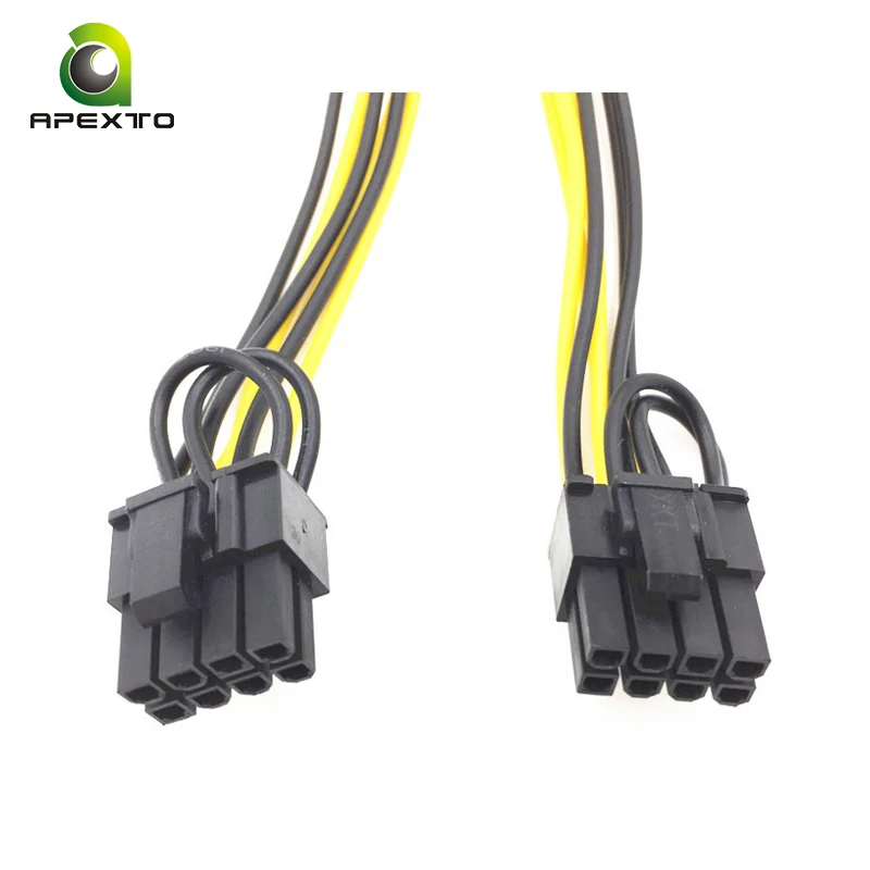 RGeek EPS CPU 12V 8 Pin Female to Dual 8 Pin 6+2 pin Male PCIE Adapter Power Supply Cable 18 AWG 20cm